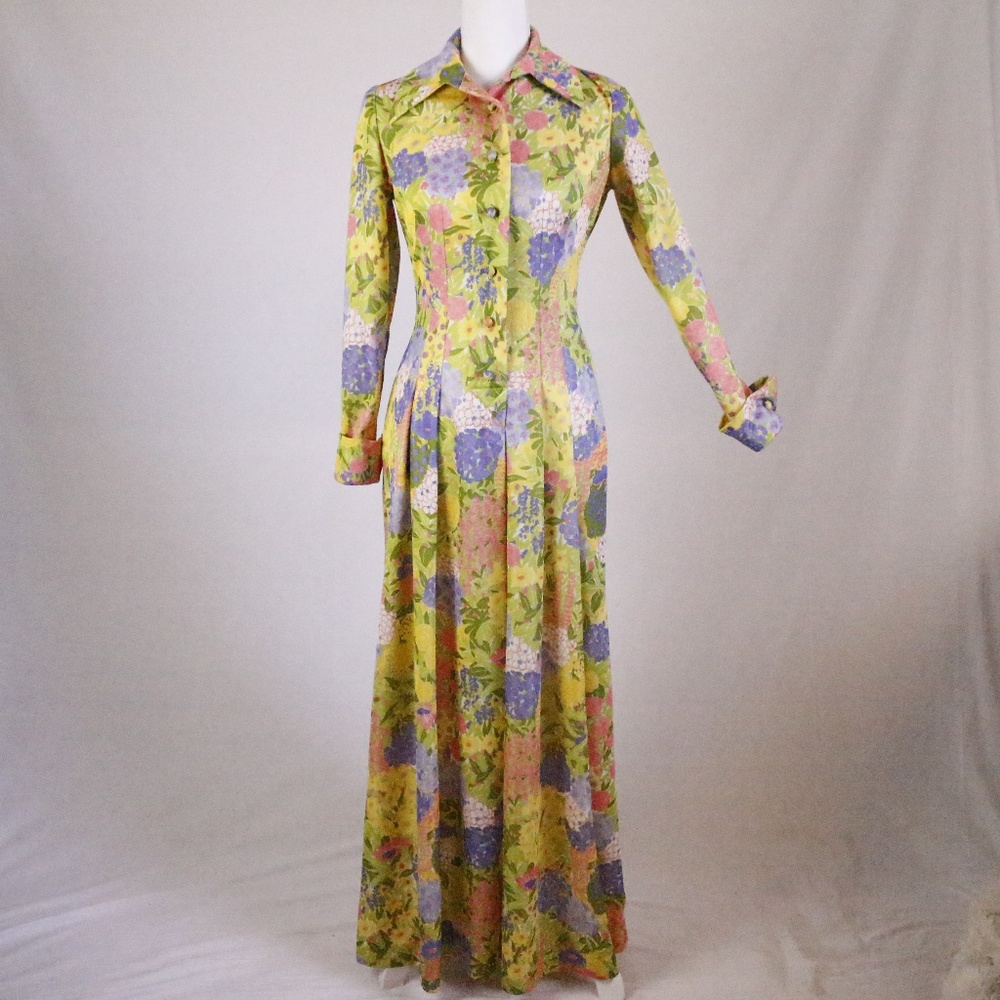 VTG 70s LESLIE FAY Floral Hippie Hostess Dress 6